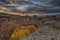 Amazing autumn landscape shot at sunset with epic cliffs