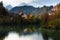 Amazing autumn landscape at sunset. View on Fussen town and Lech river. Bavaria. Southern Germany. Concept idyllic landscape pictu