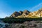 Amazing autumn Vysoke Tatry mountais from hiking trail near Skok waterfall on Mlynicka dolina valley in Slovakia