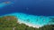 Amazing Beach at Similan Island. Blue Clear Water with Speed Boats. Aerial Drone HD View. Andaman, Thailand.