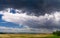 Amazing beautiful summer landscape with cirrus dramatic sky panorama before storm