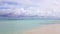 Amazing beauty white sand beach, turquoise water and blue sky with white clouds view. , Maldives. Time lapse.