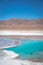 An amazing blue water lagoon in the middle of the Atacama Desert in Chile