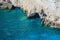 Amazing blue water and white rocks at Keri cape, Zakynthos, Greece