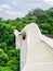 Amazing bridge imitating a wave. Curving walkway in Singapore