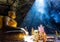 Amazing Buddhism with the ray of light in the cave