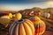 Amazing Cappadocia rocky landscape and balloons at sunrise, view of the valley and canyons