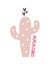 amazing. Cartoon cacti, hand drawing lettering, decor elements. colorful vector illustration, flat style