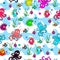 Amazing cartoon hand drawn ocean life seamless pattern vector