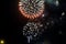 Amazing celebration multicolored sparkling fireworks. 4th of July beautiful fireworks.