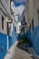 An amazing city in Morocco, Rabat, Kasbah des Oudaia, narrow streets with white blue walls