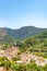 Amazing cityscape of Valldemossa Chopin village taken on a sunny summer day, Mallorca, Spain