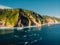 Amazing cliff and ocean in Bali. Aerial view