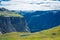 Amazing cliff over the Ringedalsvatnet lake in Trolltunga mounatin area,  Norway