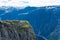 Amazing cliff over the Ringedalsvatnet lake in Trolltunga mounatin area,  Norway