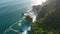Amazing cliff, rocks and blue ocean in Bali. Aerial view