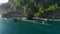 Amazing cliff with rocks and ocean in Bali. Aerial view