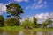 Amazing clouds at a rainforest amazon jungle amazon river