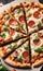 Amazing, colorful chicken chees pizza ai generated