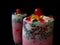 Amazing Colourful falooda an Indian dessert felicitous coupling of silky vermicelli noodles with ice cream