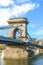 Amazing construction of the Szechenyi Chain Bridge, suspension bridge, over the Danube river in Budapest, Hungary. Tourist