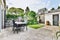 Amazing courtyard of the house with a lawn