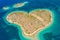 Amazing Croatia, Adriatic sea coast, aerial drone view of the heart shaped island of Galesnjak