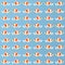 The Amazing of Cute Fish Cartoon Funny Character, Pattern Wallpaper in Blue Background