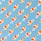 The Amazing of Cute Fish Cartoon Funny Character, Pattern Wallpaper in Blue Background