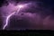 Amazing display of powerful lighrting bolt at night