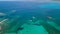 Amazing drone aerial landscape of the charming area of Es Trencs and the boats with a turquoise sea