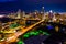 Amazing Drone view at Night over Austin Texas Skyline Cityscape