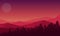 Amazing evening view of the mountains from the edge of the city. Vector illustration