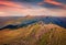 Amazing evening view of popular tourist destination in Carpathian mountains - Petros peak.