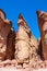 Amazing famous Solomon Pillars ancient high rocks cliffs with narrow ravines in Timna National Park in Aravah valley desert in