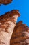 Amazing famous Solomon Pillars ancient high rocks cliffs with narrow ravines in Timna National Park in Aravah valley desert in