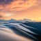 Amazing flowing morning fog in spring mountains