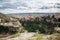 Amazing full view at the Cuenca Hanging Houses, Casas Colgadas, iconic architecture on Cuenca city