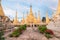 Amazing golde stupas complex in myanmar