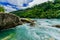 Amazing gorgeous view of Niagara Falls river with torrent of water abruptly changes direction