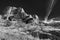 Amazing grayscale shot of a rock mountain in Sedona, Arizona