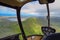 Amazing helicopter flight over mountains and lakes on the island of Kauai, Hawaii
