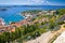 Amazing historic town of Hvar aerial view