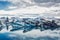 Amazing iceberg formations at jokulsarlon glacial lagoon, place of James Bond Film on iceland