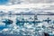 Amazing iceberg formations at jokulsarlon glacial lagoon, place of James Bond Film on iceland