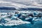 Amazing iceberg formations at jokulsarlon glacial lagoon, place of James Bond Film on iceland