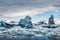 Amazing iceberg formations at jokulsarlon glacial lagoon, place of James Bond Film on iceland