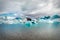 Amazing iceberg formations at jokulsarlon glacial lagoon, place of James Bond Film on iceland