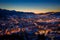 Amazing illuminated Zakopane city in winter at night, aerial view