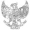 Amazing indonesia culture in garuda silhouete black and white illustration